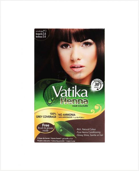 DABUR VATIKA HENNA HAIR COLOUR BURGUNDY #3.6 5X10GM