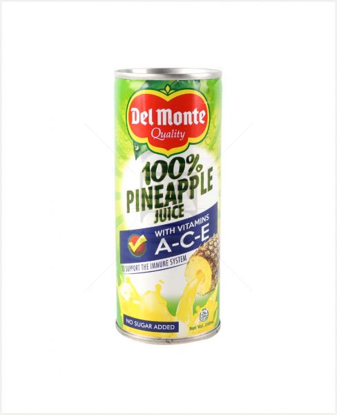 Del Monte 100% Pineapple Unsweetend Juice 240ml
