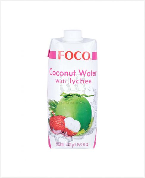 FOCO 100% PURE COCONUT WATER WITH LYCHEE 500ML