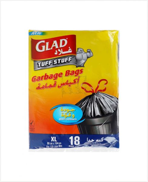 GLAD GARBAGE BAGS BLACK XL 80CMX104CM 18'S #GL126