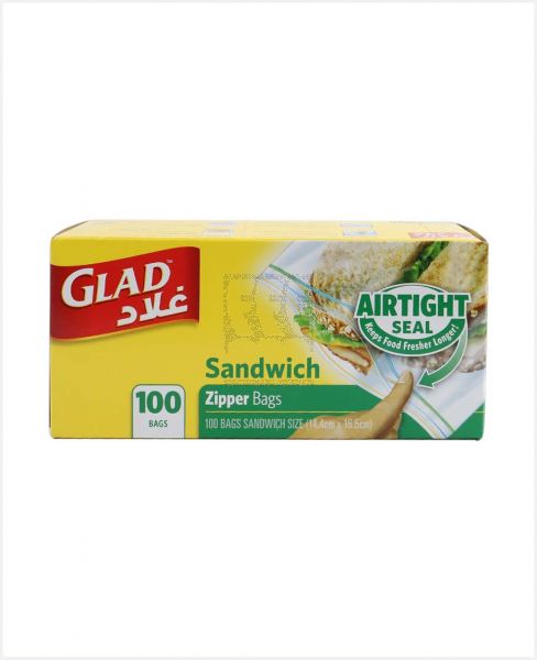 GLAD SANDWICH ZIPPER BAGS 100'S