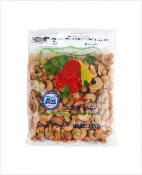 HOME LINE CASHEW NUTS ROASTED SALTED 250GM