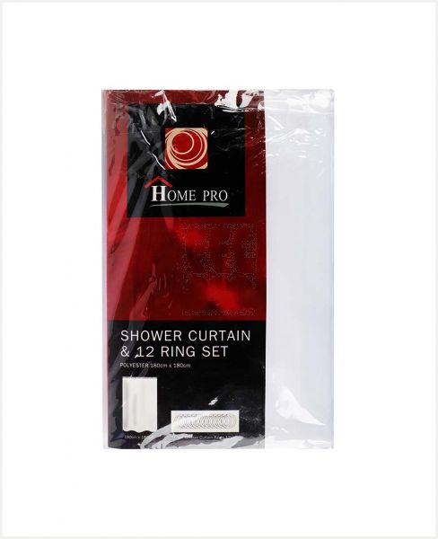 HOME PRO POLYESTER SHOWER CURTAIN 180X180CM W