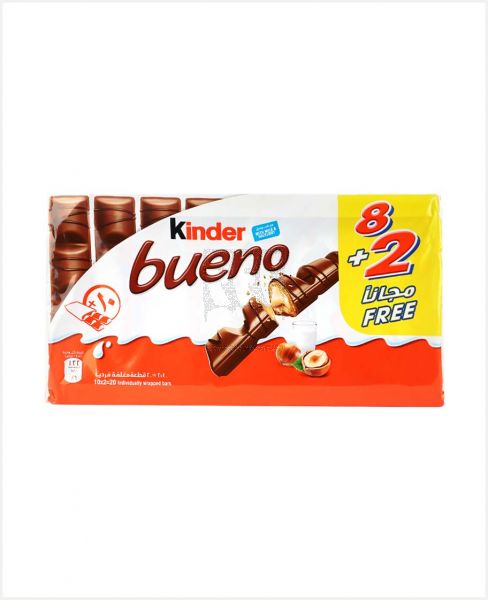 KINDER BUENO CHOCOLATE 43GM 8+2PCS FREE S/OFFER