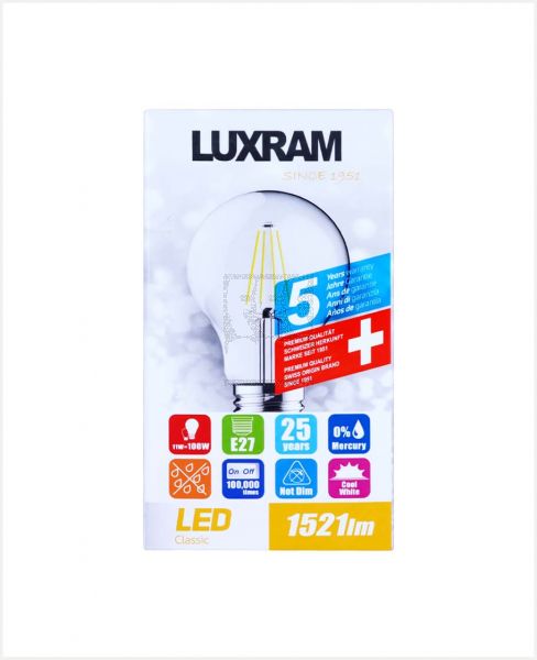 LUXRAM CLASSIC LED GLS BULB E27 11W COOL WHITE (CLEAR)