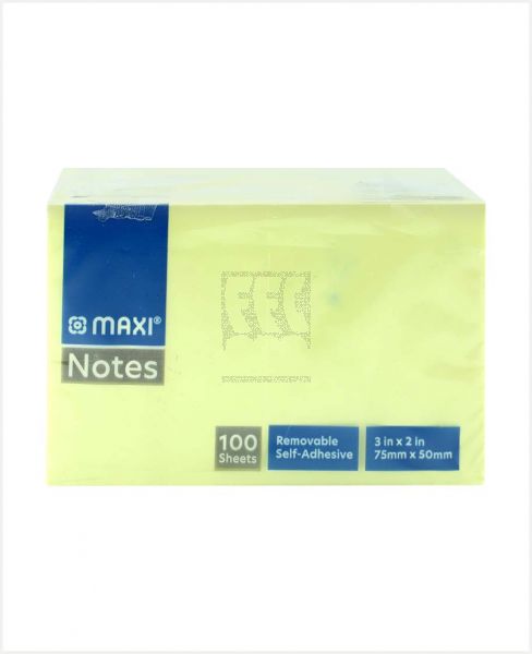 MAXI STICKY NOTES YELLOW 100 SHEETS 75MMX50MM MX-SN75X50