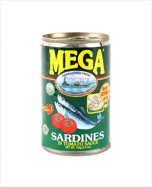 MEGA SARDINES IN TOMATO SAUCE REGULAR (GREEN) 155GM