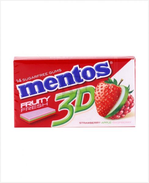 MENTOS 3D SUGARFREE FRUITY STRAWBERRY 33GM