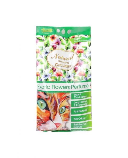 NATURAL CLUMPING CAT LITTER EXOTIC FLOWERS PERFUME 10KG