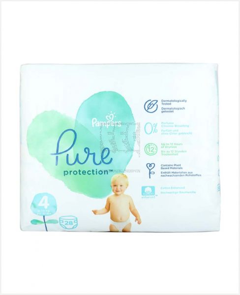 PAMPERS PURE PROTECTION DIAPERS S4 9-14KG 28'S