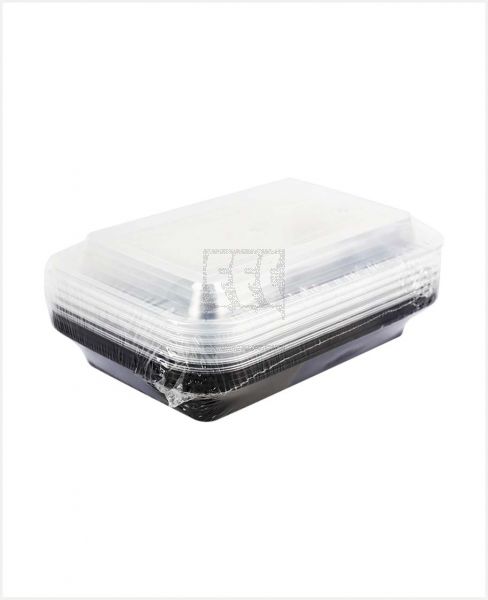 PLASTIC MICROWAVE RECT CONTAINER BLCK 5PCS #RE16B W/L(ROBBY)