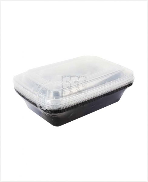 PLASTIC MICROWAVE RECT CONTAINER BLCK 5PCS #RE32B W/L(ROBBY)