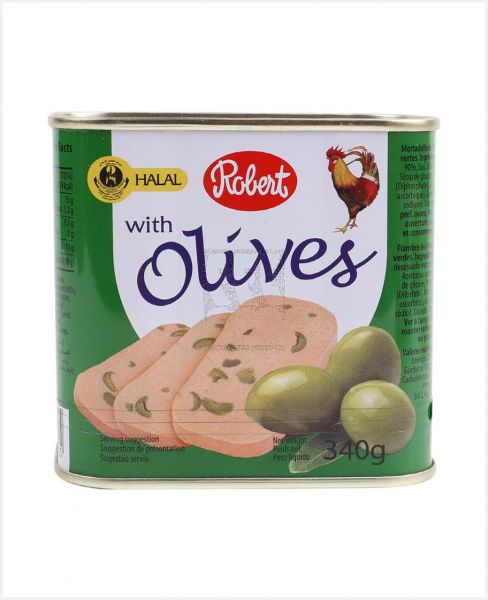 ROBERT CHICKEN LUNCHEON MEAT WITH GREEN OLIVES 340GM
