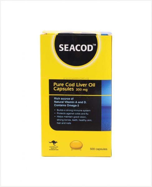 SEACOD PURE COD LIVER OIL 300MG 500 CAPSULES
