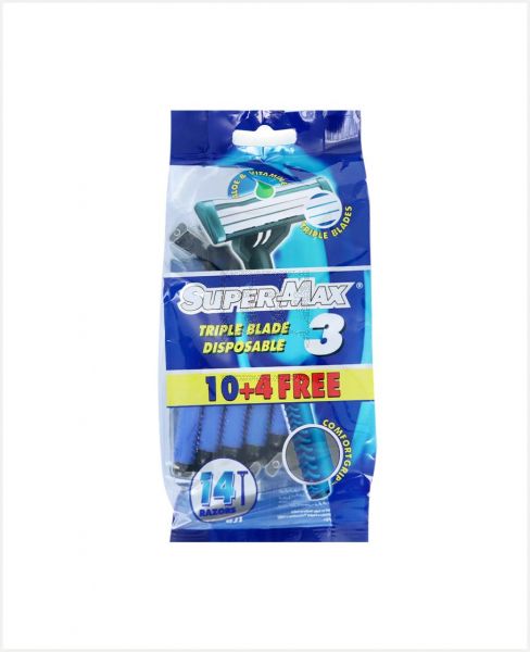 SUPER MAX 3 COMFORT GRIP3 DISPOSABLE RAZORS 10+4FREE S/OFFER