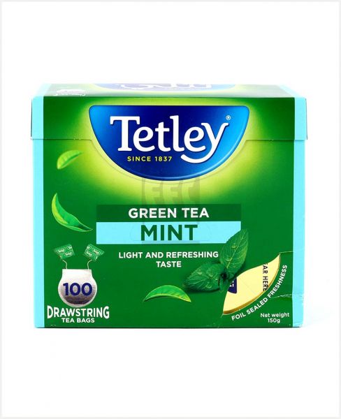 TETLEY DRAWSTRING MINT GREEN TEA 100X1.5GM (150GM)