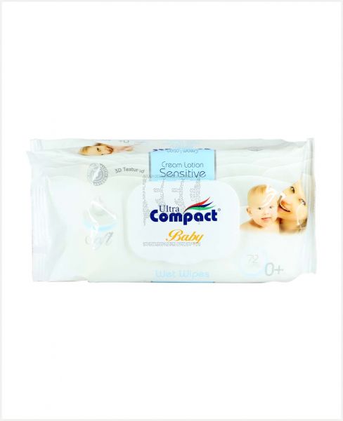 ULTRA COMPACT BABY WET WIPES CREAM LOTION 72PCS