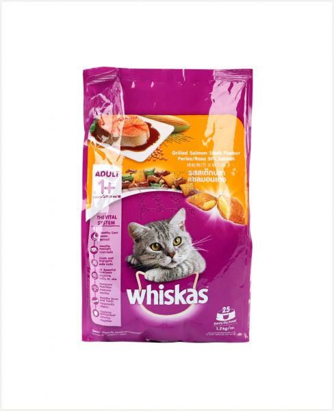 WHISKAS CAT FOOD GRILLED SALMON STEAK FLAVOUR 1.2KG